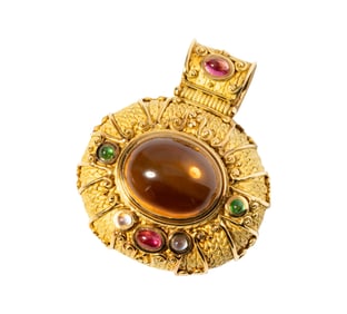 Denise Roberge, 18 Karat Yellow Citrine Multi-Gemstone Pendant