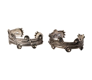 William Spratling Two Sterling Silver Wave Cuffs