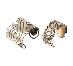 William Spratling Two Sterling Silver Weaved Cuffs