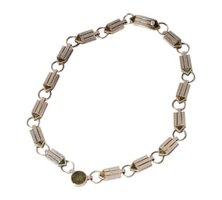 William Spratling Sterling Silver Arrow Stone Inlay Collar Necklace