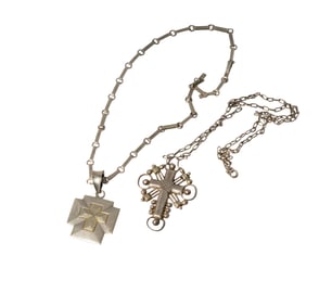 William Spratling Two Sterling Silver Cross Necklaces