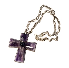 William Spratling Sterling Silver Amethyst Cross