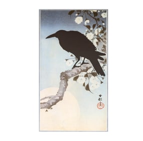 After Ohara Koson, Crow on a Cherry Branch