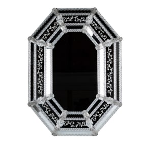 A Venetian-Style Octagonal Etched Glass Wall Mirror