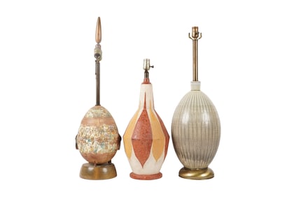 Three Mid-Century Modern Ceramic Table Lamps