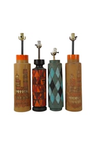 A Group of Four Aldo Londi Pottery Table Lamps