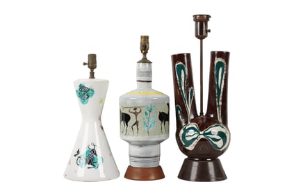 Three Mid-Century Modern Ceramic Table Lamps