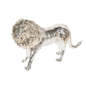 An Italian Silverplated Bronze Lion Figure