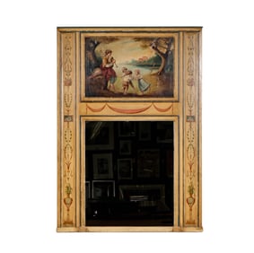 A Painted Wood Trumeau Mirror
