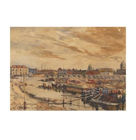 A. Skriagin, Late 19th/Early 20th Century, View Of St. Petersburg from the Tuchkove Bridge
