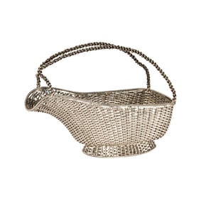A Mexican Woven Sterling Wine Caddy