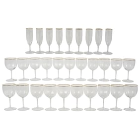 A Baccarat Montaigne Optic Gold Crystal Stemware Service