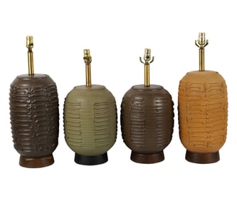 Four Mid-Century Pottery Table Lamps