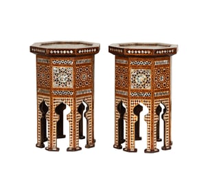A Pair of Moorish-Style Inlaid Octagonal Tables