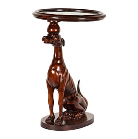 A Dog-Form Carved Wood Lamp Table