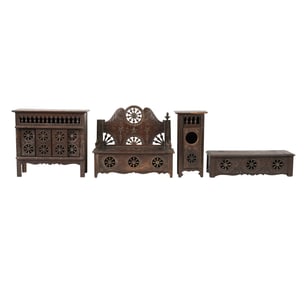 A Group of French Provincial Carved Wood Miniatures