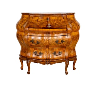 An Italian Rococo-Style Drop-Front Bombe Secretary