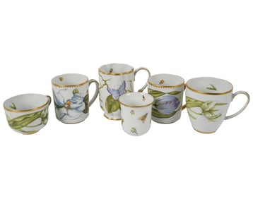 A Group of Six Anna Weatherley Designs Porcelain Mugs and Cups