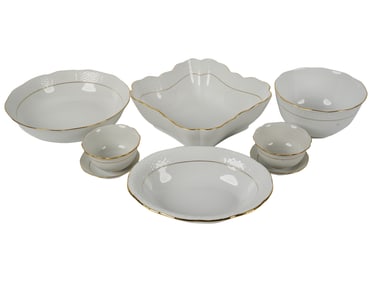 A Group of Herend White and Gilt Porcelain Dishes