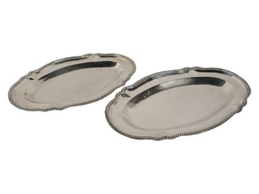 Two Peruvian .900 Silver Oval Platters