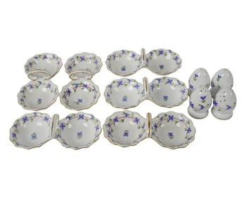 A Group of Herend Blue Garland Porcelain Salts and Shakers