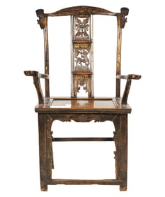 A Chinese Carved Wood Chair