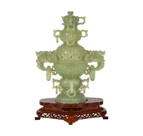 A Chinese Carved Jade Censer