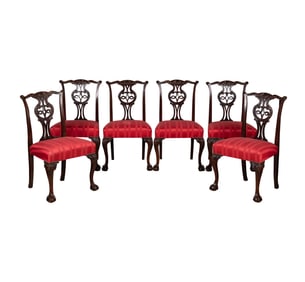 A Set of Six Chippendale-Style Mahogany Dining Chairs