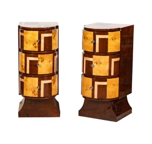 A Pair of Art Deco-Style Parquetry Chests