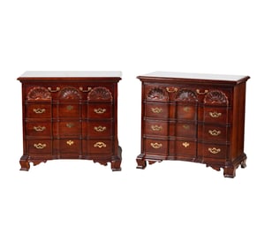 A Pair of Thomasville Mahogany Blockfront Chests of Drawers