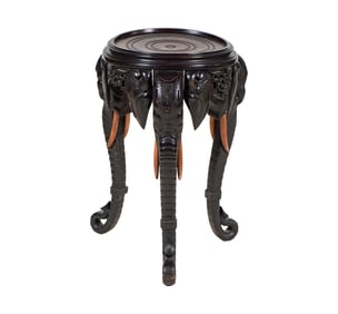 An Indian Carved Wood Tabouret