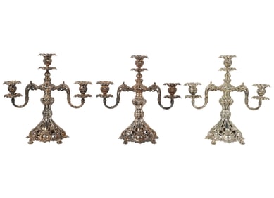 Three Reed and Barton Silverplate Three-Light Candelabra