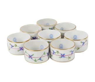 A Set of Herend Blue Garland Porcelain Napkin Rings
