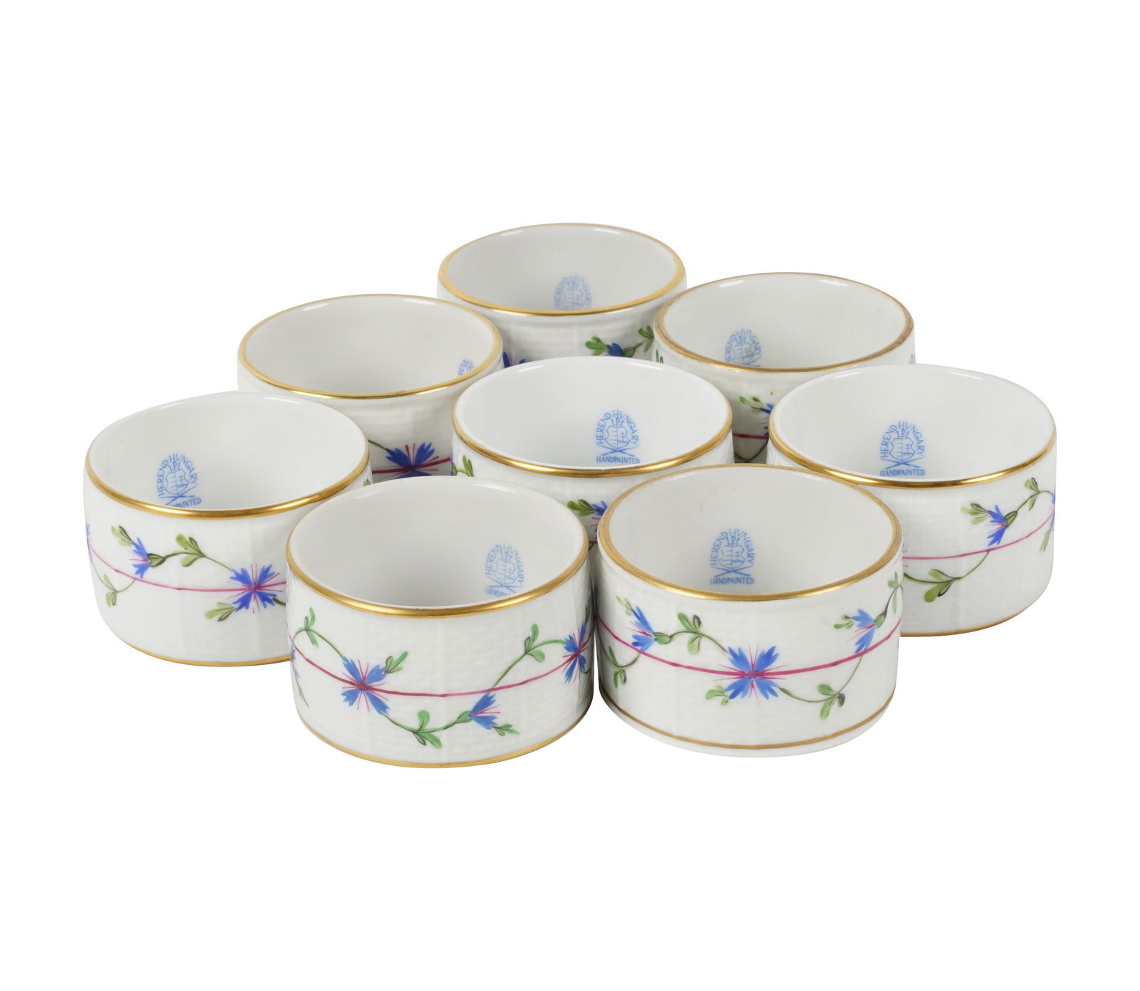 A Set of Herend Blue Garland Porcelain Napkin Rings (1 of 8)