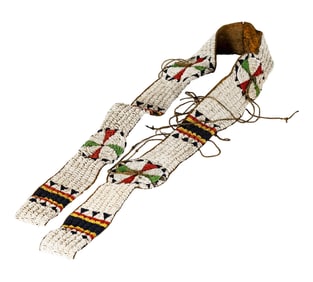 A Native American Cheyenne Beaded Leather Belt
