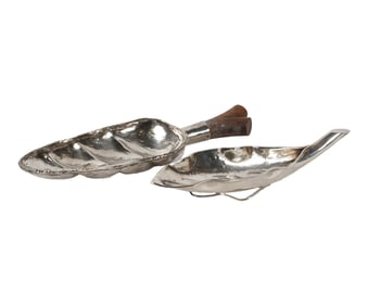 Two Peruvian Sterling Leaf Dishes