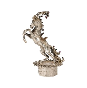 Sascha Brastoff, 1918-1993, A Sapphire-Mounted Silver Horse