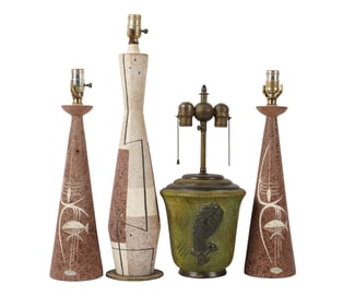 Four Mid-Century Pottery Table Lamps