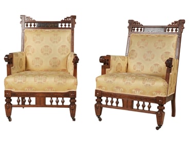 A Pair of American Aesthetic Movement Armchairs