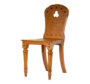 A Gothic Revival Oak Hall Chair