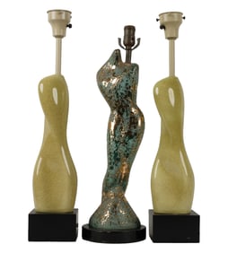 A Group of Three Mid-Century Modern Ceramic Table Lamps