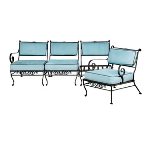A Vintage Iron Patio Sofa and Armchair