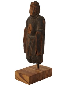 A Japanese Carved Wood Figure of Buddha