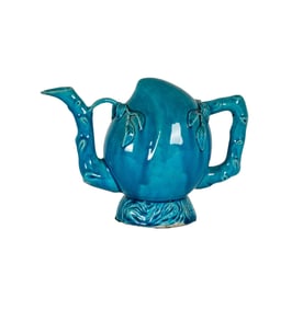 A Chinese Turquoise Blue-Glazed Mystery Teapot