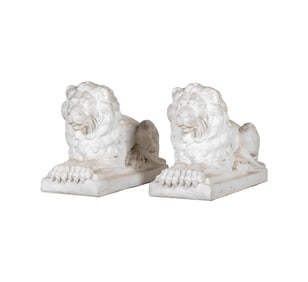 A Pair of Large Cast Stone Lion Figures