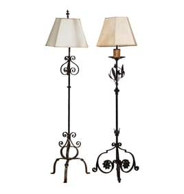 Two Wrought Iron Floor Lamps