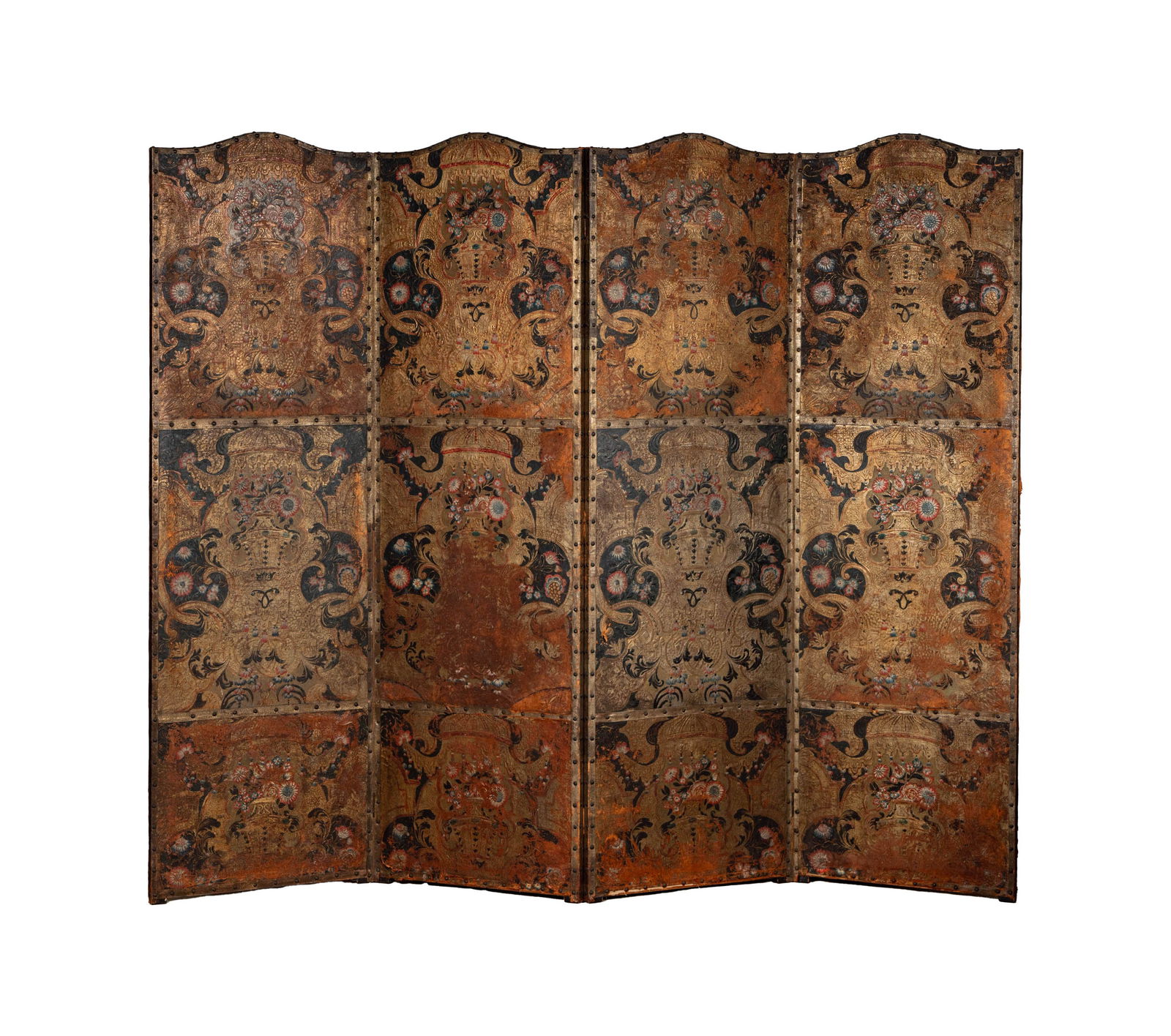 An Antique Painted Leather Screen (1 of 9)