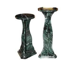 Two Green Marble Pedestals