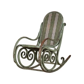 A Thonet-Style Green-Painted Bentwood Rocking Chair