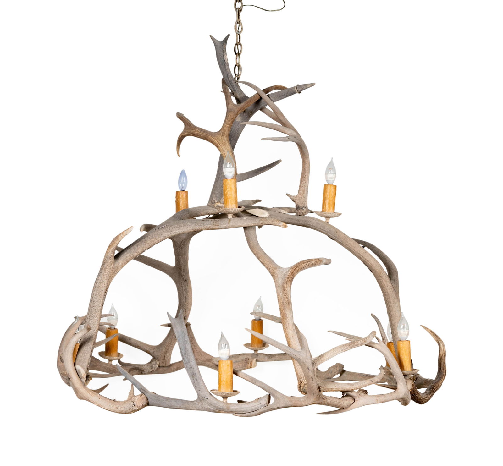 An Antler Chandelier: with nine lights 45 x 48 in. (114.3 x 121.9 cm.)